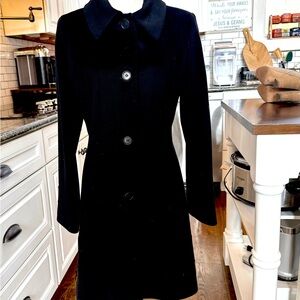 FLEURETTE - Elegant Black Wool Women's Trench Coat